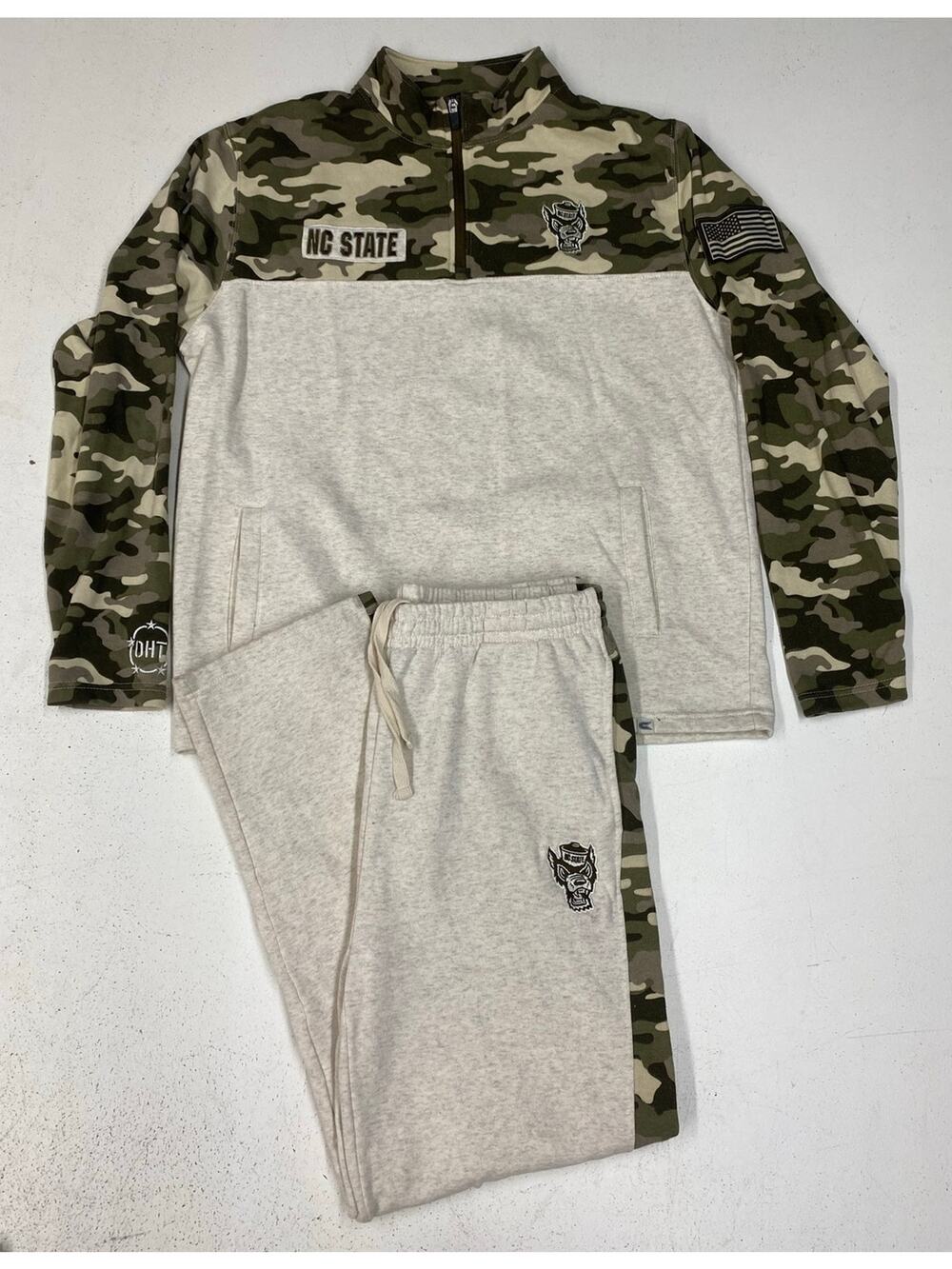 Colosseum OHT Operation Hat Trick camo NC State Wolfpack 2-piece sweat suit L